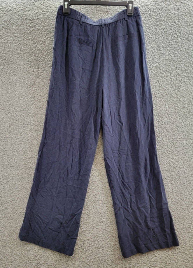 SKIES ARE BLUE Pleated Front Pants Women's L Navy Blue Zip And Button Closure