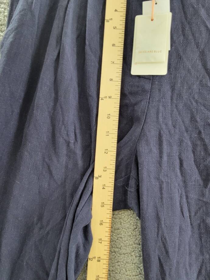 SKIES ARE BLUE Pleated Front Pants Women's L Navy Blue Zip And Button Closure