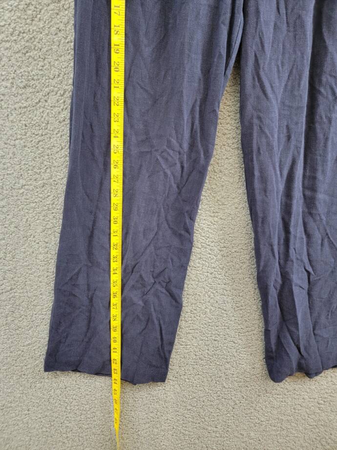 SKIES ARE BLUE Pleated Front Pants Women's L Navy Blue Zip And Button Closure