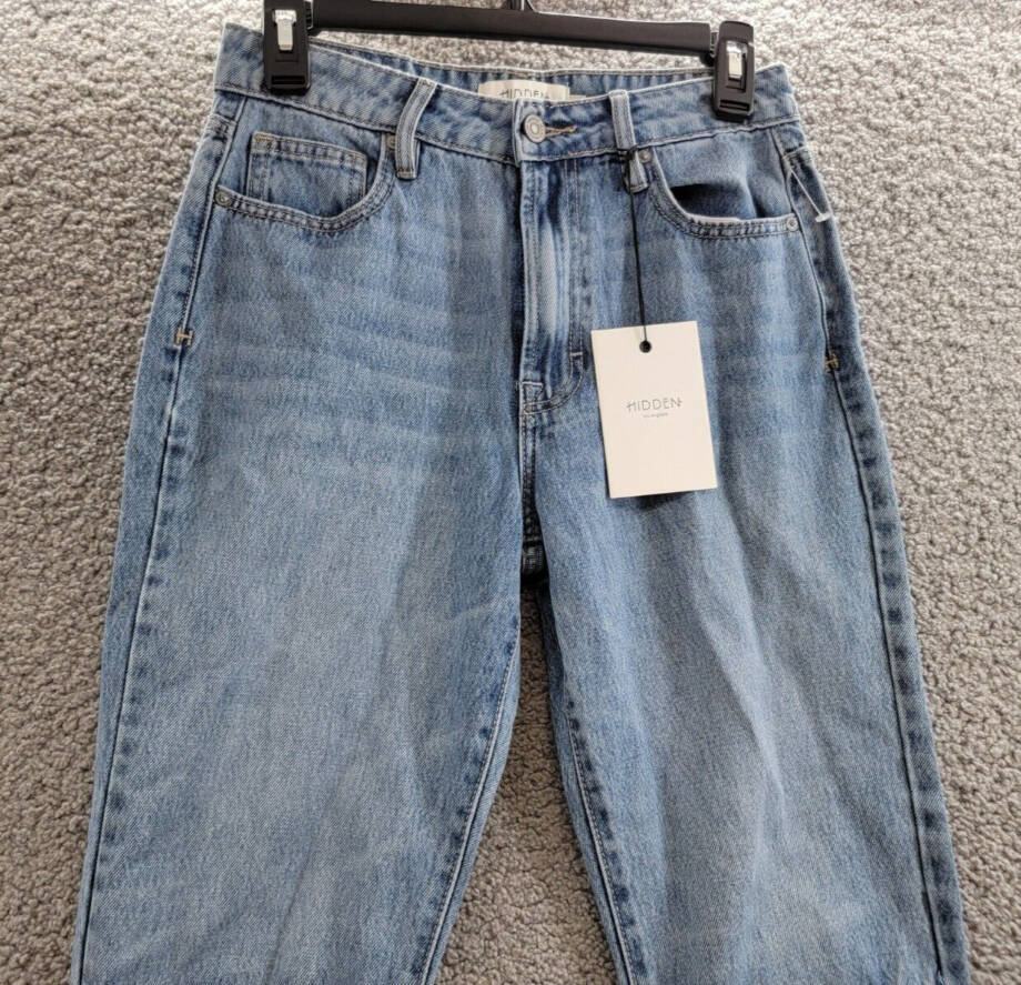 HIDDEN Tracey High Rise Straight Jean Womens 25 Dark Wash Zip Fly Button Closure