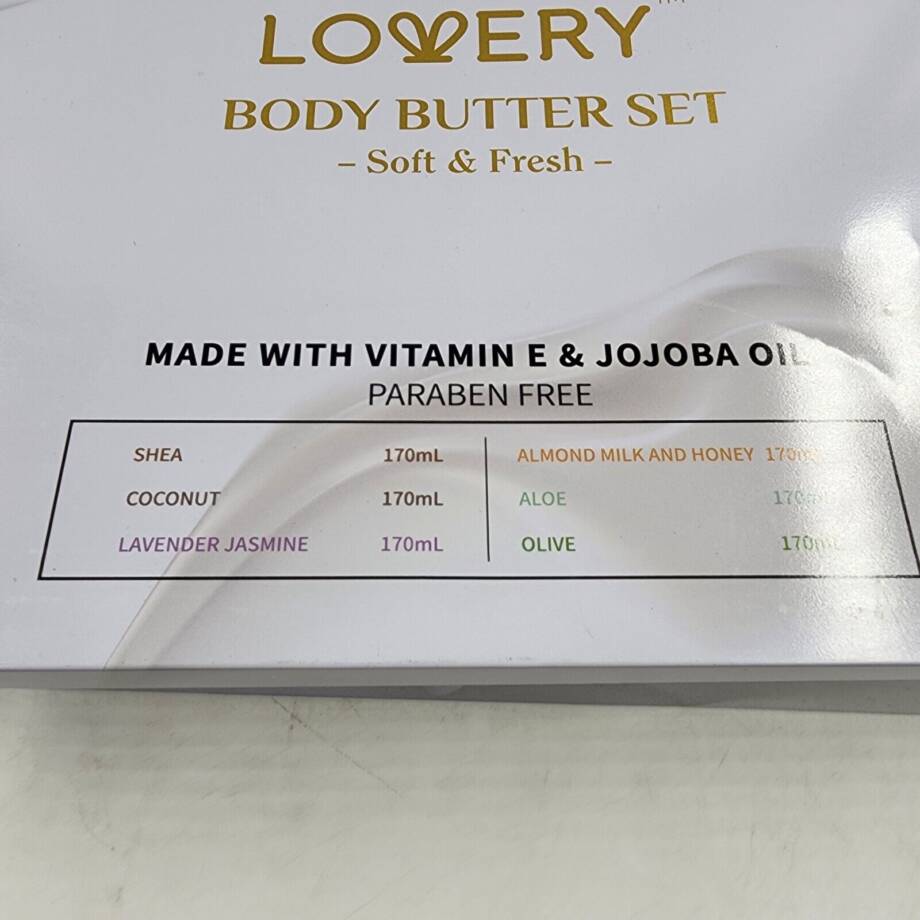Lovery Body Butter Set 5Pc. Shea/Coconut/Aloe/Olive/Almond Milk and Honey