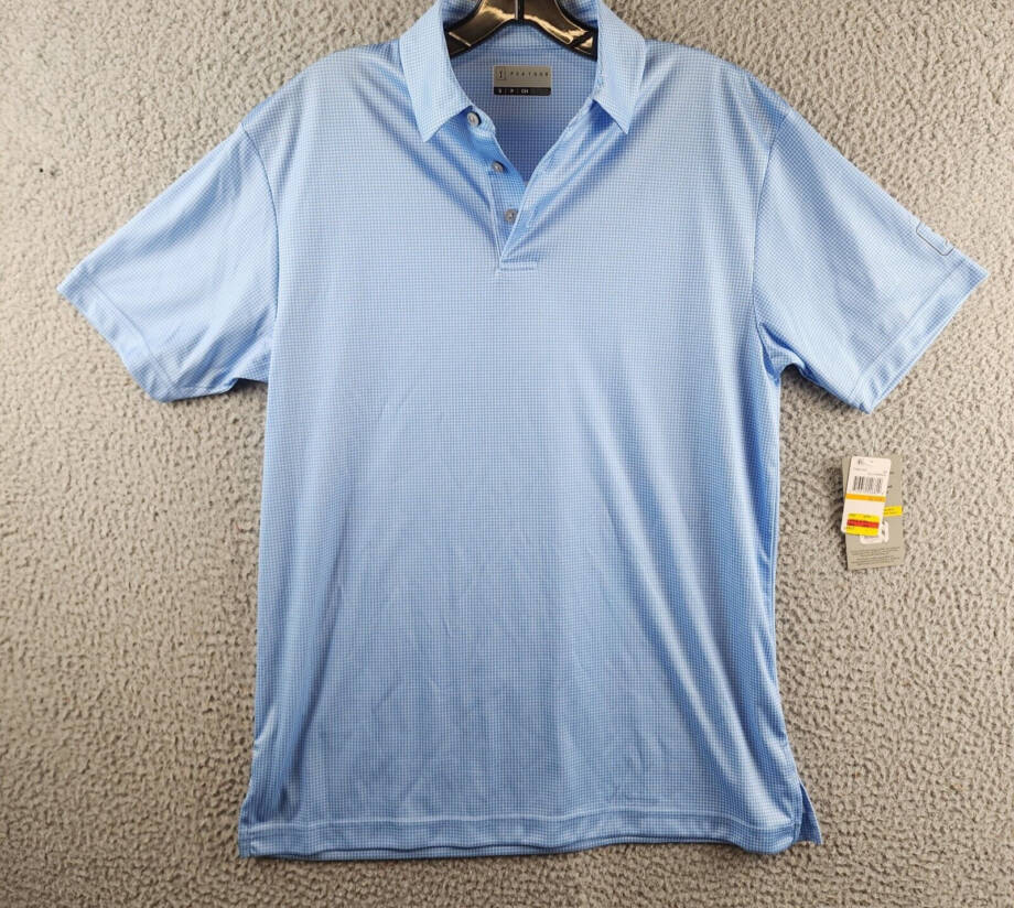 PGA TOUR Short-Sleeve Mini-Check Performance Polo Shirt Men's S Blue Pullover