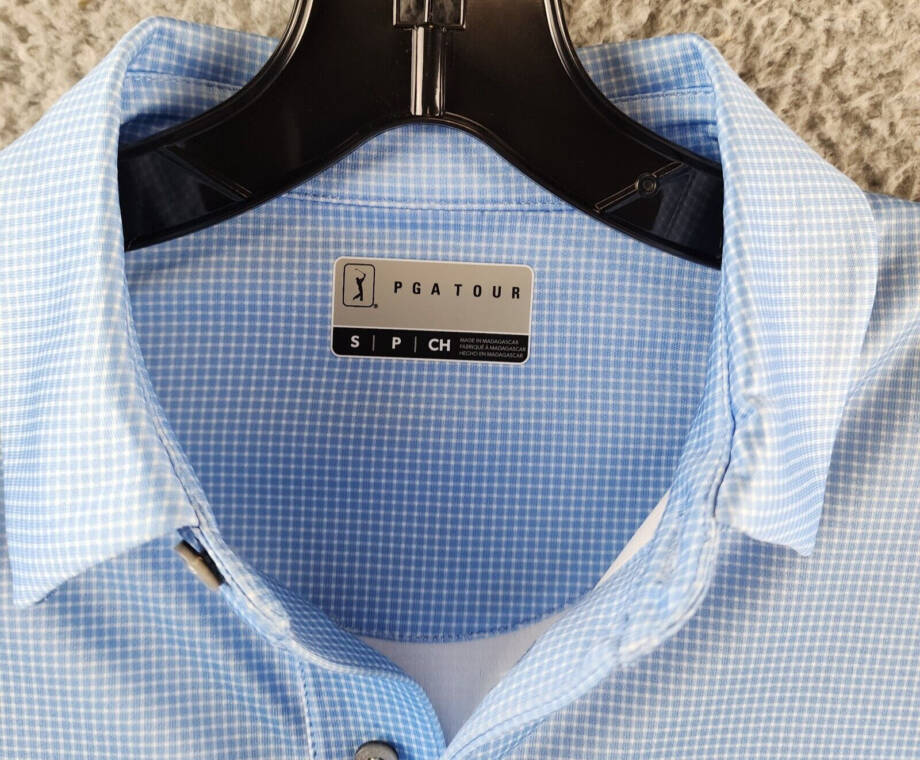 PGA TOUR Short-Sleeve Mini-Check Performance Polo Shirt Men's S Blue Pullover