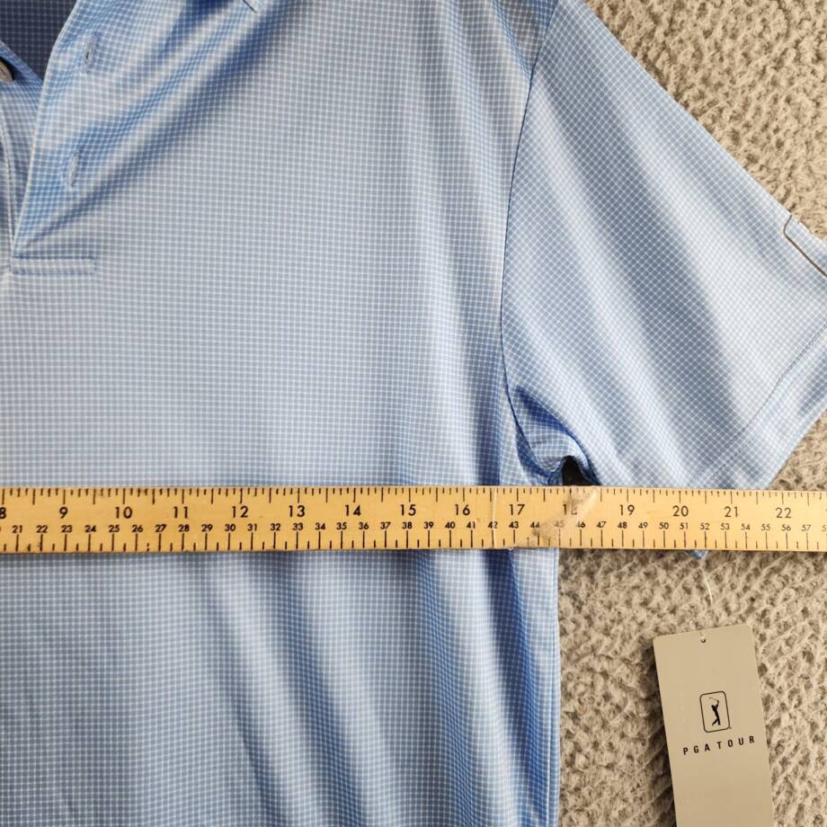 PGA TOUR Short-Sleeve Mini-Check Performance Polo Shirt Men's S Blue Pullover