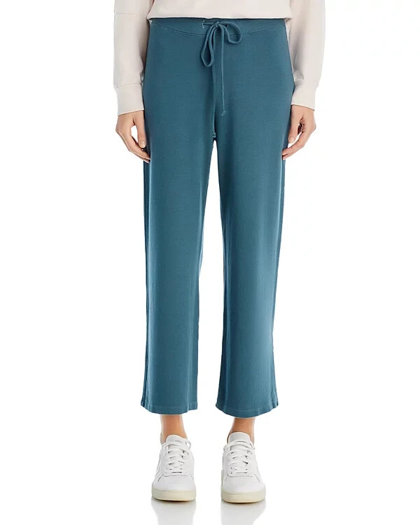 Monrow Supersoft Crop Lounge Sweatpants Women's L Green Grey Elastic Drawstring