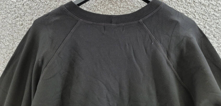 Monrow Supersoft Fleece Raglan Sweatshirt Women's L Black Crew Neck Long Sleeve