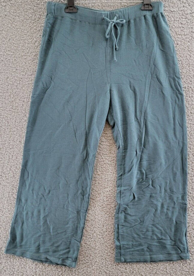 Monrow Supersoft Crop Lounge Sweatpants Women's L Green Grey Elastic Drawstring