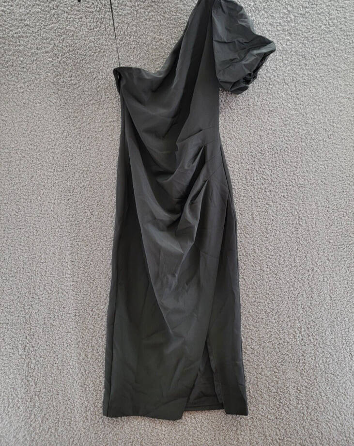 Lauren Ralph Lauren Crepe One Sleeve Cocktail Dress Women's 6 Black Side Zip
