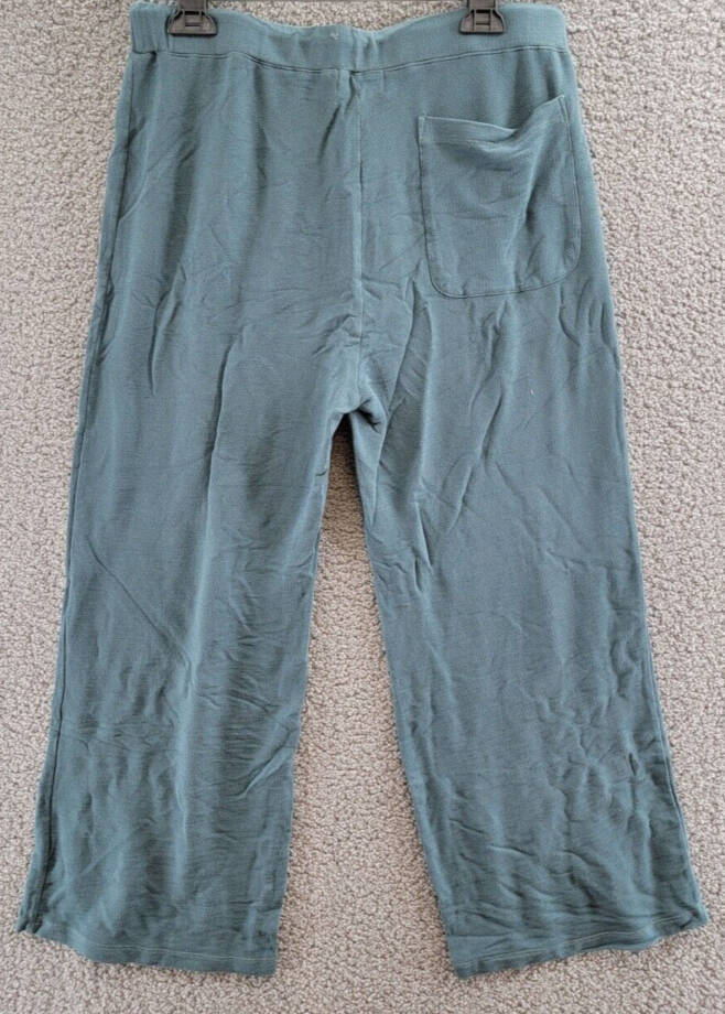 Monrow Supersoft Crop Lounge Sweatpants Women's L Green Grey Elastic Drawstring