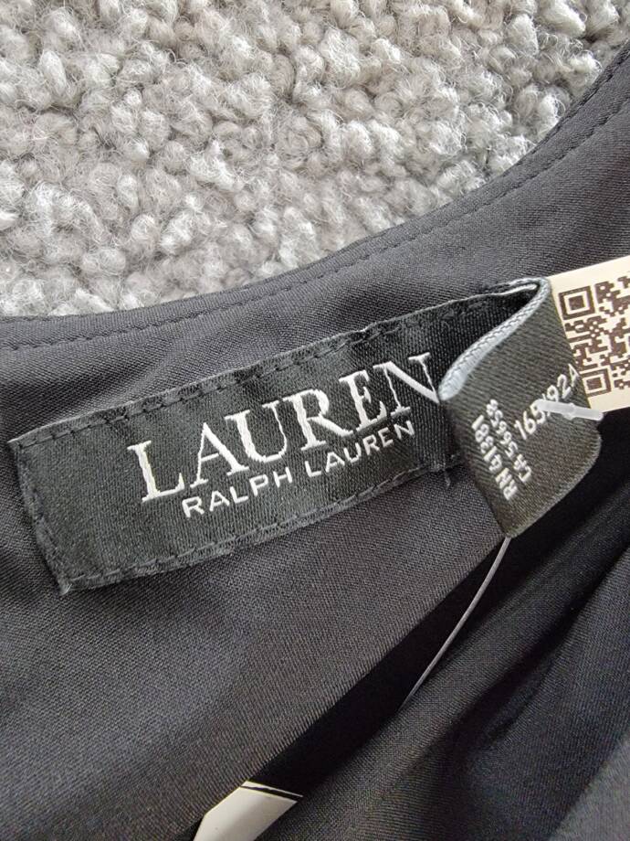 Lauren Ralph Lauren Crepe One Sleeve Cocktail Dress Women's 6 Black Side Zip