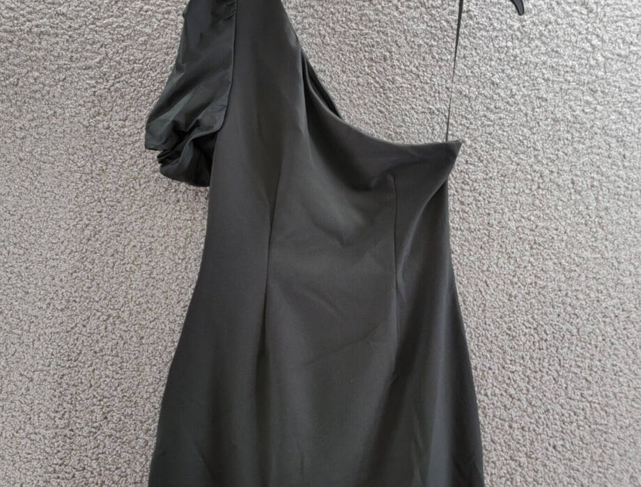 Lauren Ralph Lauren Crepe One Sleeve Cocktail Dress Women's 6 Black Side Zip