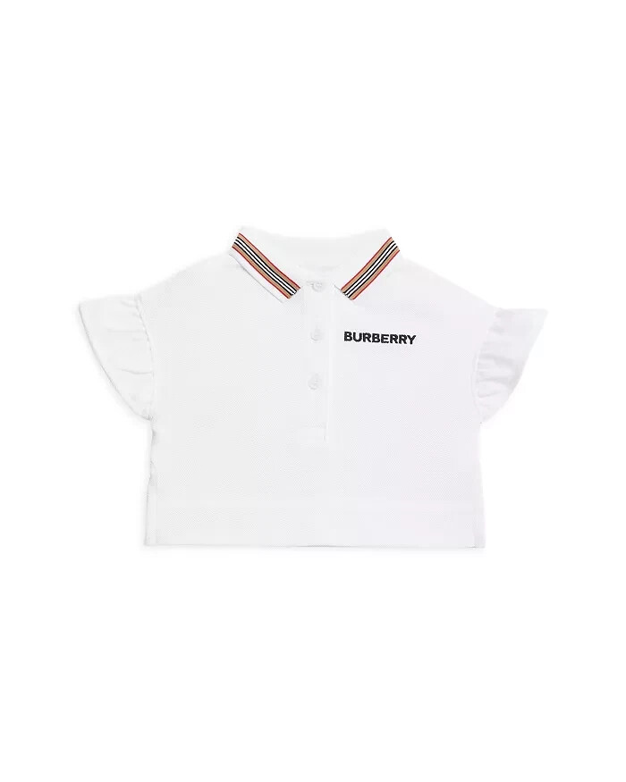 Burberry Martina Icon Stripe Polo Shirt Baby Girls' 18M White Logo Collared S/S