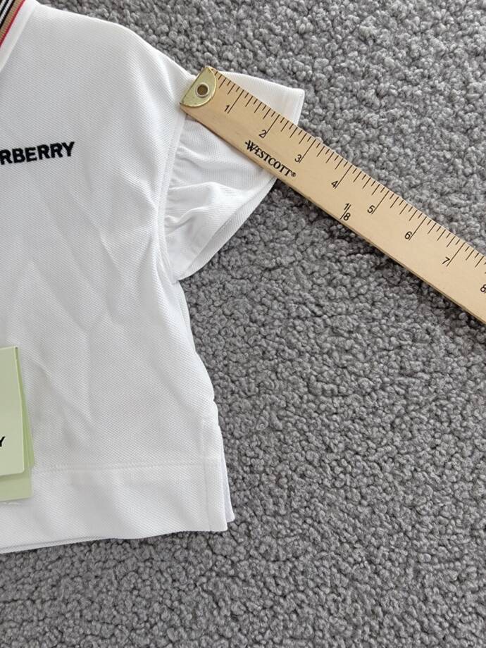 Burberry Martina Icon Stripe Polo Shirt Baby Girls' 18M White Logo Collared S/S