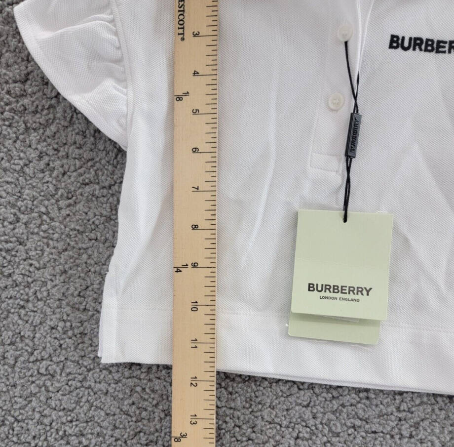 Burberry Martina Icon Stripe Polo Shirt Baby Girls' 18M White Logo Collared S/S