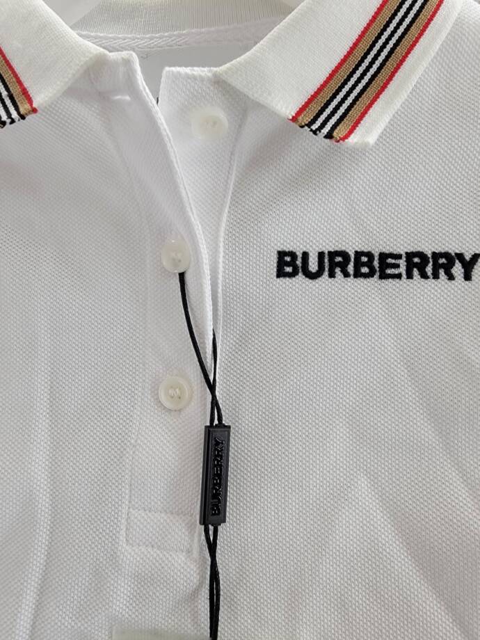 Burberry Martina Icon Stripe Polo Shirt Baby Girls' 18M White Logo Collared S/S