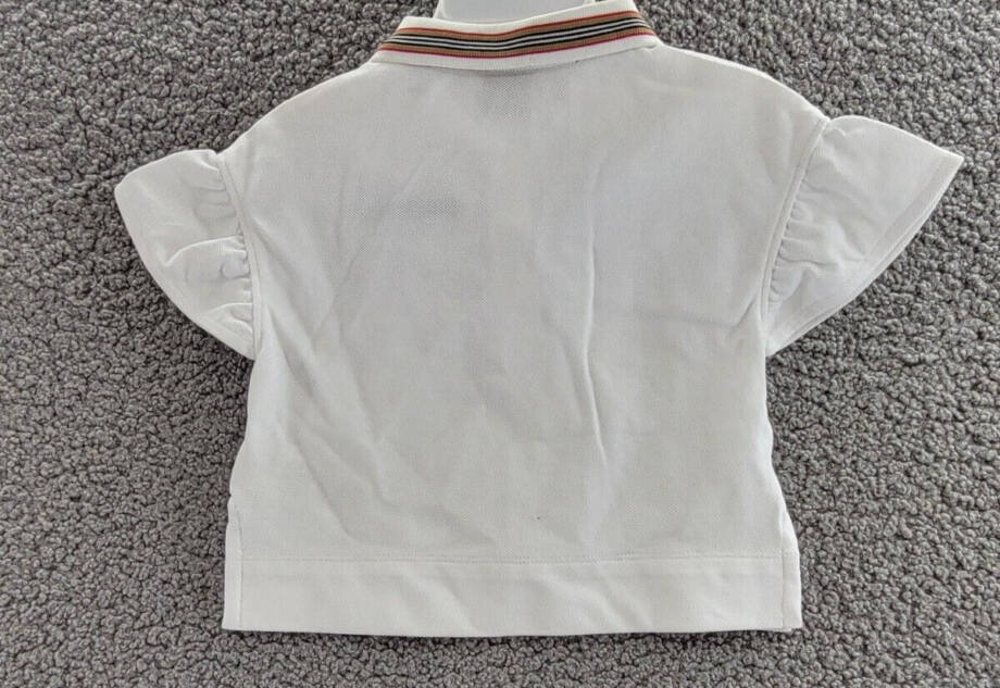 Burberry Martina Icon Stripe Polo Shirt Baby Girls' 18M White Logo Collared S/S