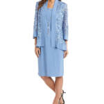 R & M Richards Dress and Soutache Jacket Set Women's 12 Orchid Purple Pullover