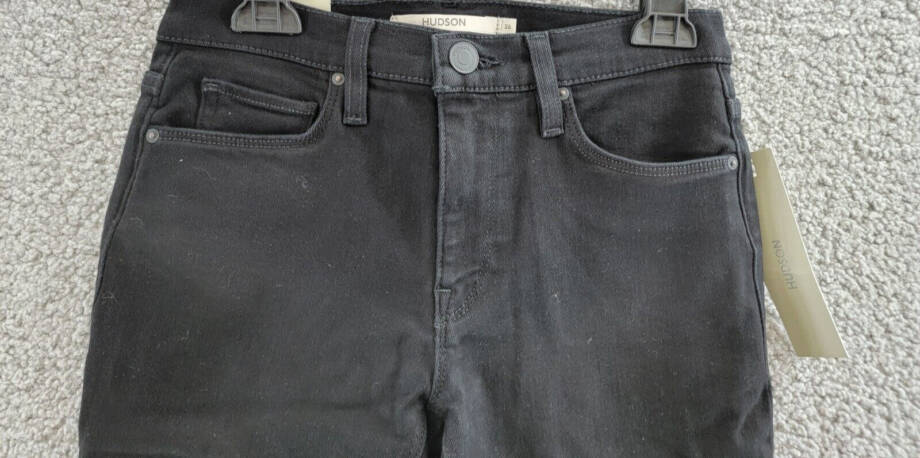 Hudson Jeans Amelia Denim Mid-Rise Bermuda Shorts Women's 26 Black Button Zip