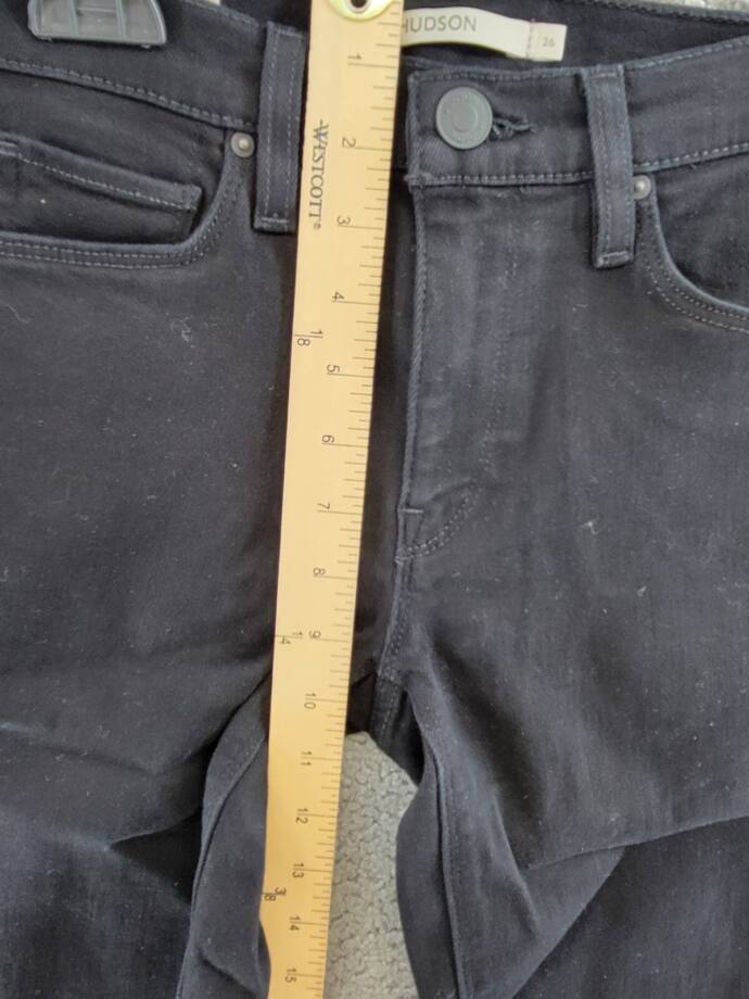 Hudson Jeans Amelia Denim Mid-Rise Bermuda Shorts Women's 26 Black Button Zip
