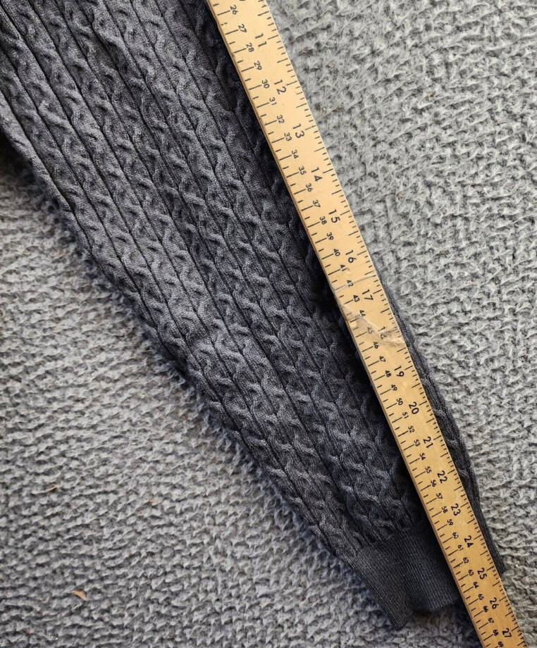 Elie Tahari Cable Crewneck Sweater Men's L Grey Ribbed Trim Long Sleeve Pullover
