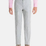 Lauren Ralph Lauren Striped Dress Pants Big Boys 18R Blue Zip Fly Button Closure