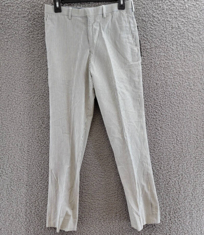 Lauren Ralph Lauren Striped Dress Pants Big Boys 18R Blue Zip Fly Button Closure