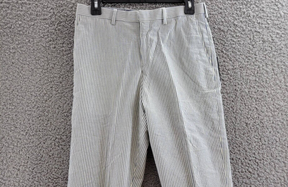 Lauren Ralph Lauren Striped Dress Pants Big Boys 18R Blue Zip Fly Button Closure