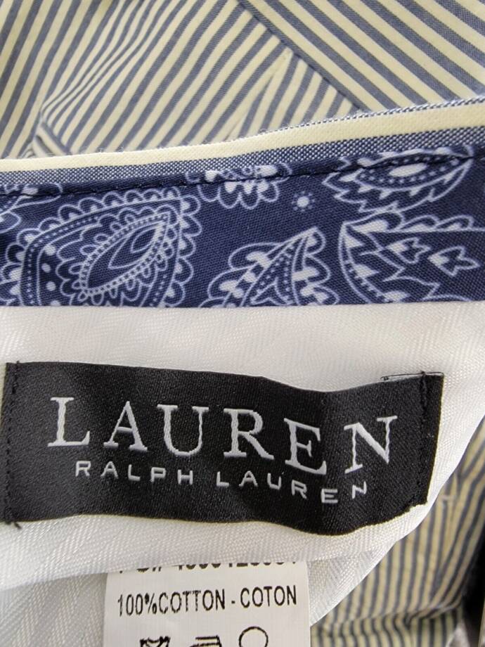 Lauren Ralph Lauren Striped Dress Pants Big Boys 18R Blue Zip Fly Button Closure