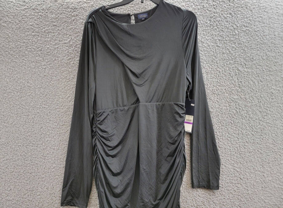 Rachel Rachel Roy Erika Cross-Top Midi Dress Women's XXL Black Button Closure