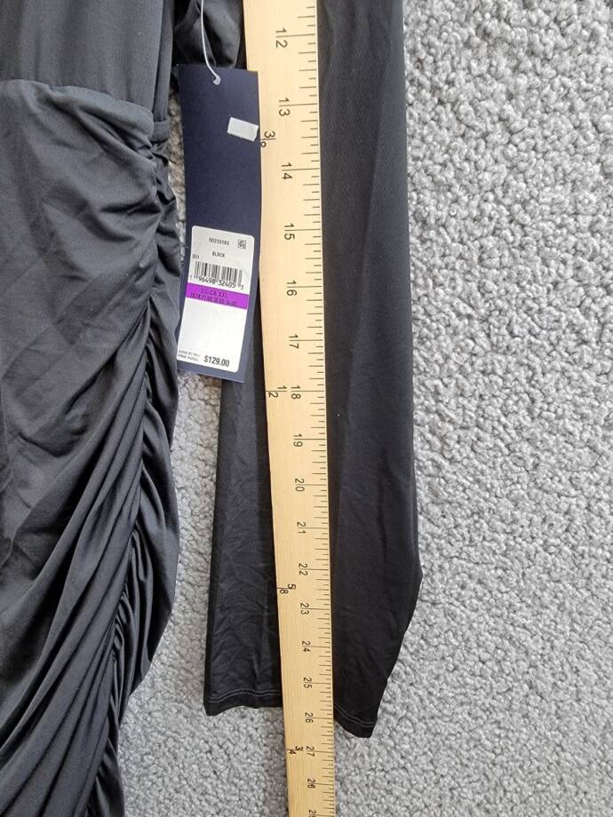 Rachel Rachel Roy Erika Cross-Top Midi Dress Women's XXL Black Button Closure