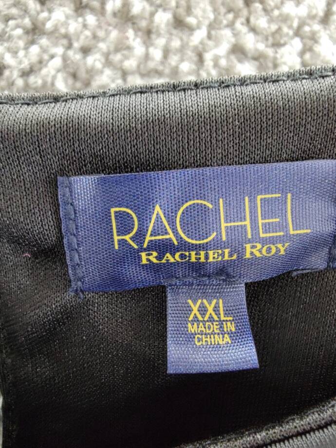 Rachel Rachel Roy Erika Cross-Top Midi Dress Women's XXL Black Button Closure