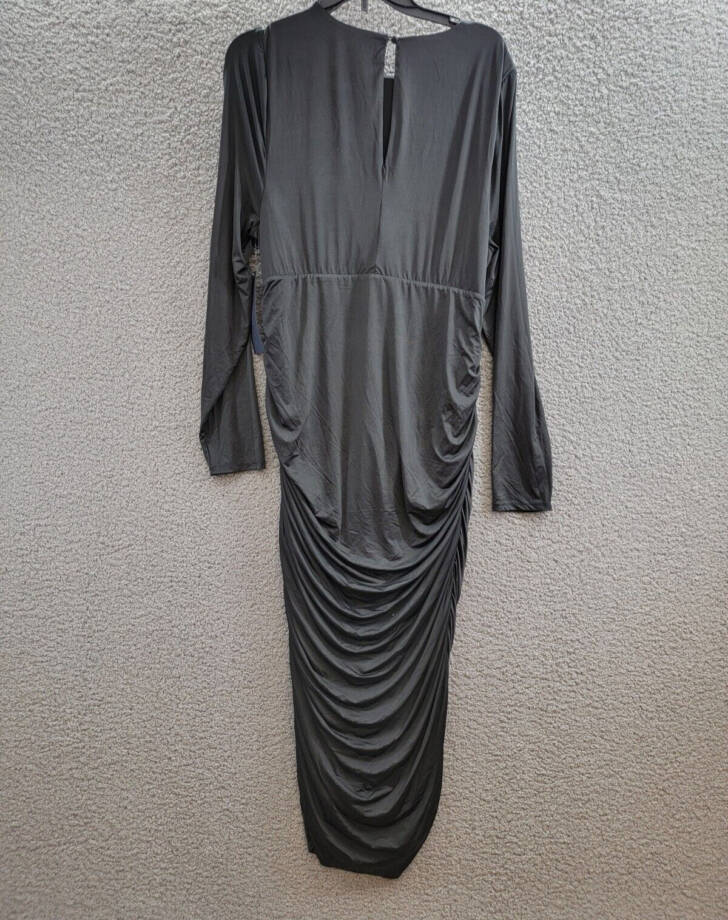 Rachel Rachel Roy Erika Cross-Top Midi Dress Women's XXL Black Button Closure