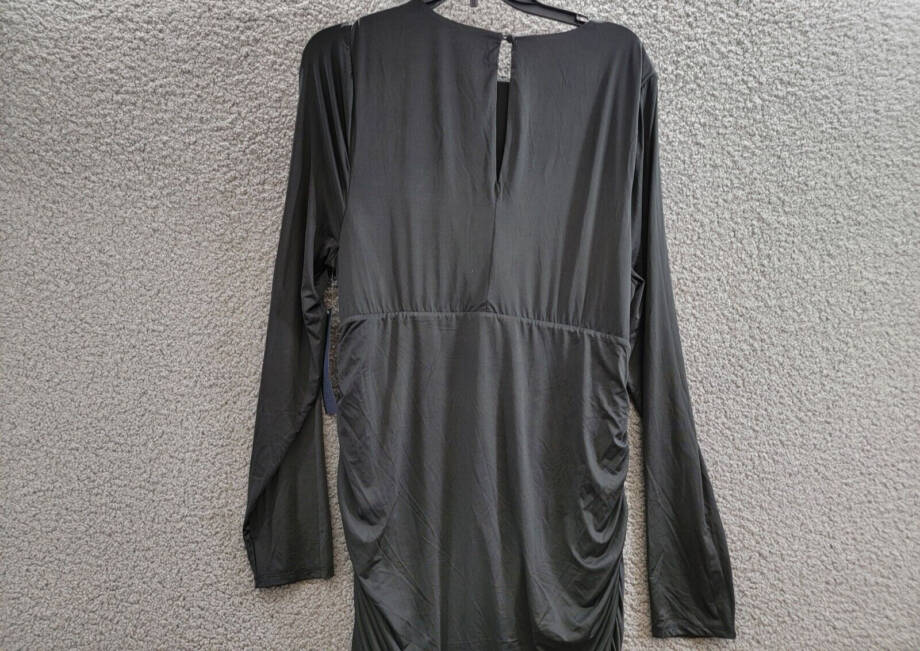 Rachel Rachel Roy Erika Cross-Top Midi Dress Women's XXL Black Button Closure