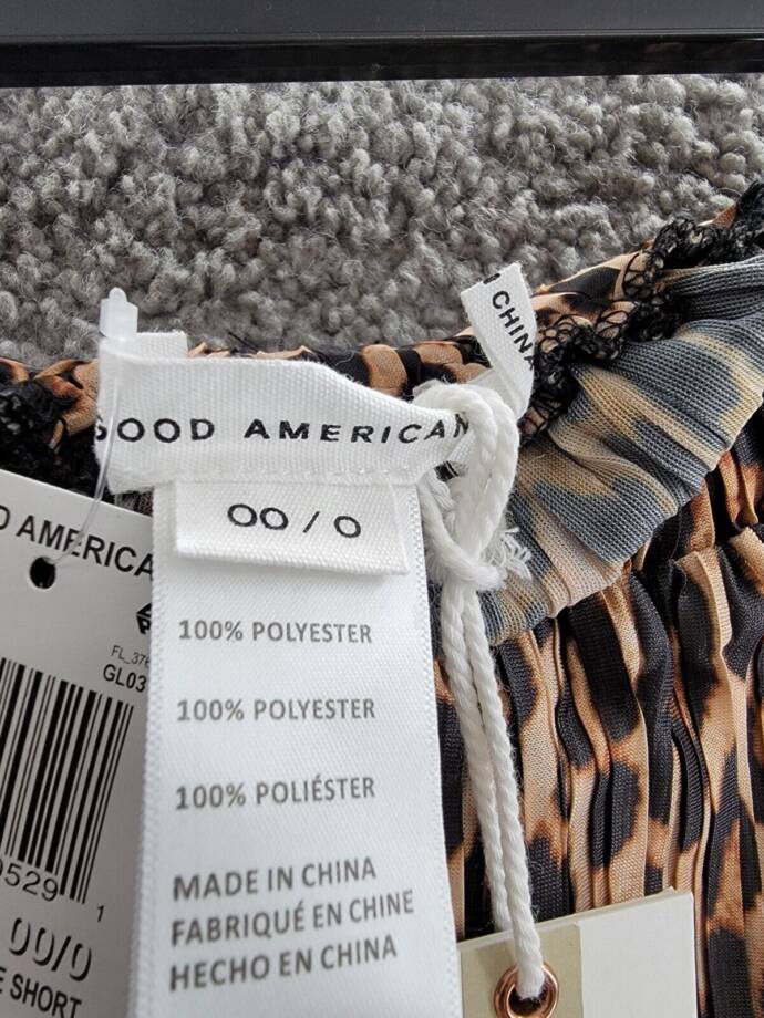 Good American Always Fits Plisse Shorts Women's 00/0 Brown Multi Elastic Waist