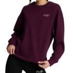 Puma Live In French Terry Crewneck Top Women XS Dark Jasper Long Sleeve Pullover