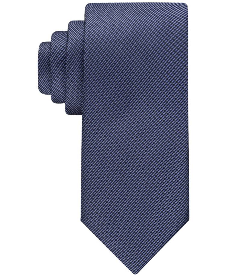 Calvin Klein Silk Blend Stitch Solid Textured Tie Men's Purple Pointed