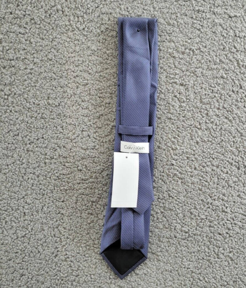 Calvin Klein Silk Blend Stitch Solid Textured Tie Men's Purple Pointed