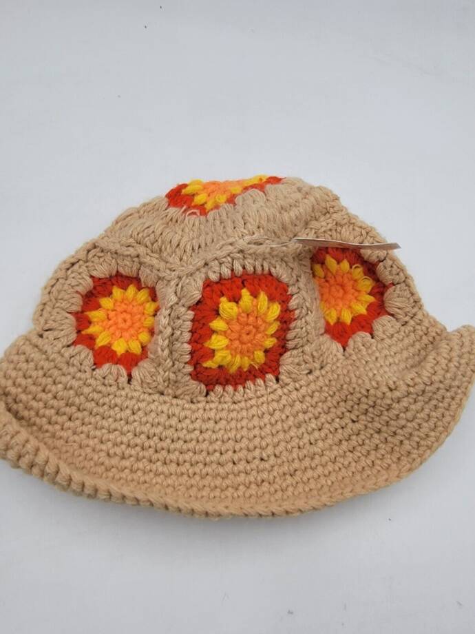 Lulla Collection Crochet Bucket Hat Women's OS Light Brown Multi