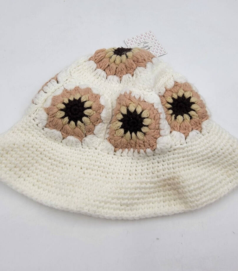 Lulla Collection Crochet Bucket Hat Women's OS White/Nude