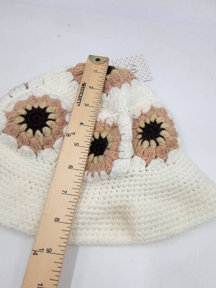 Lulla Collection Crochet Bucket Hat Women's OS White/Nude