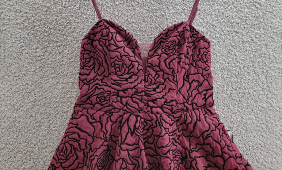 B Darlin Velvet Flocked Adjustable-Strap Fit & Flare Dress Juniors' 9/10 Wine