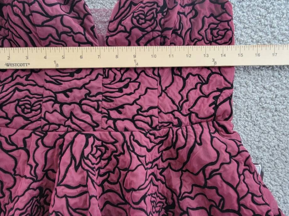 B Darlin Velvet Flocked Adjustable-Strap Fit & Flare Dress Juniors' 9/10 Wine