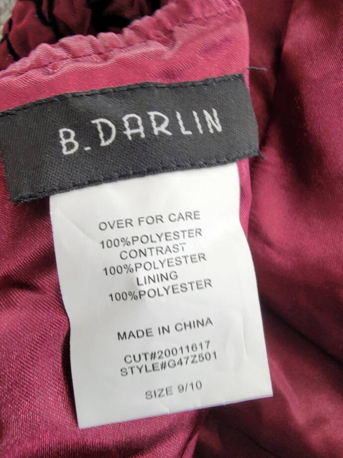 B Darlin Velvet Flocked Adjustable-Strap Fit & Flare Dress Juniors' 9/10 Wine