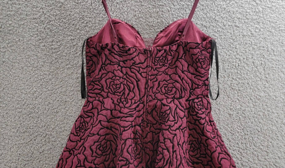 B Darlin Velvet Flocked Adjustable-Strap Fit & Flare Dress Juniors' 9/10 Wine