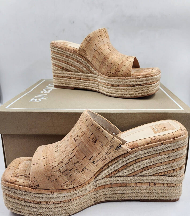 Dolce Vita Elaria Slip On Espadrille Platform Wedge Sandals Women's 9 Neutral