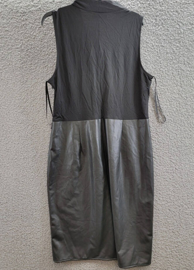 Kasper Mixed-Media Twist-Neck Sheath Dress Women's 16 Black V-Neck Pullover