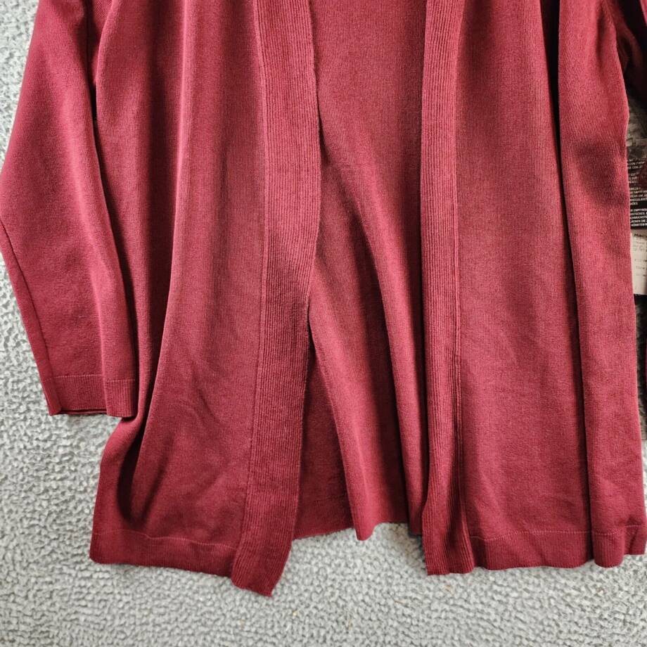 Jones New York Icon Cardigan Sweater Women's L Bordeaux Open Front Long Sleeve