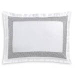 Hudson Park Collection Embroidered Geo King Pillow Sham 20in x 36in Silver