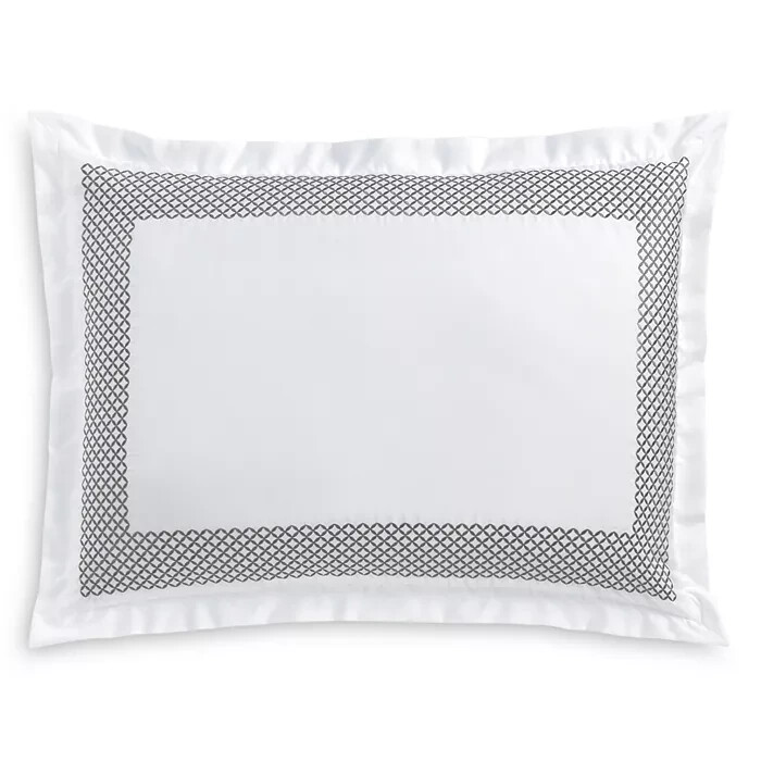Hudson Park Collection Embroidered Geo King Pillow Sham 20in x 36in Silver
