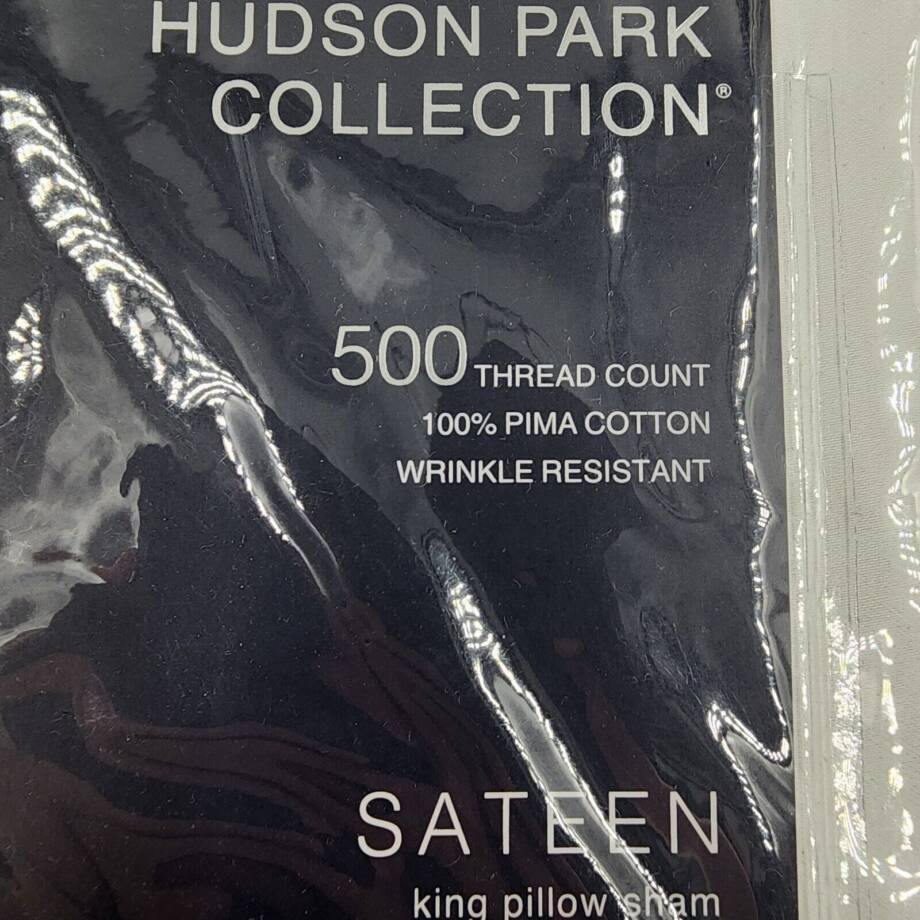 Hudson Park Collection Embroidered Geo King Pillow Sham 20in x 36in Silver